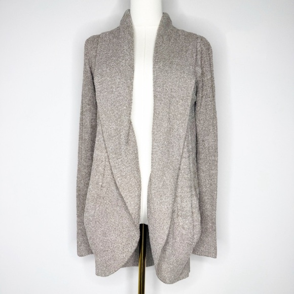 Barefoot Dreams CozyChic Lite Waterfall Front Cardigan Sweater Taupe Brown XS/S - Picture 1 of 7